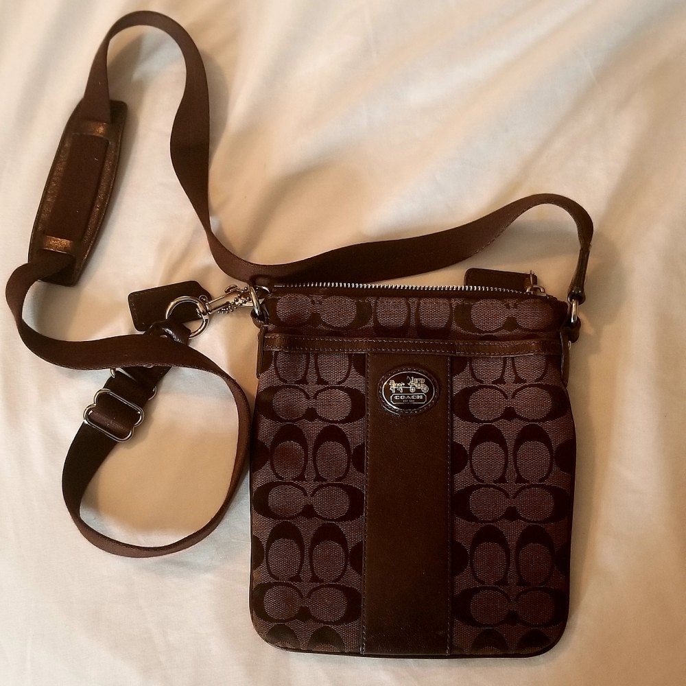 RARE! Coach Signature Brown Crossbody Purse